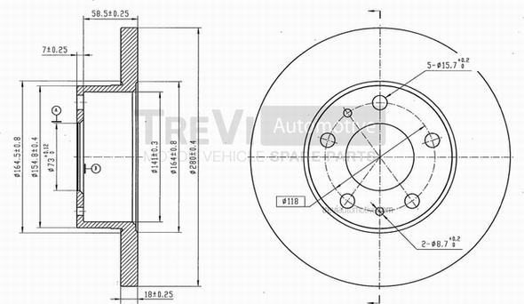 Trevi Automotive BD1023 - Гальмівний диск autozip.com.ua