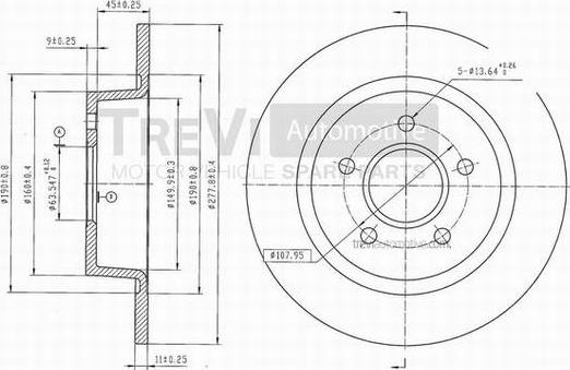 Trevi Automotive BD1075 - Гальмівний диск autozip.com.ua