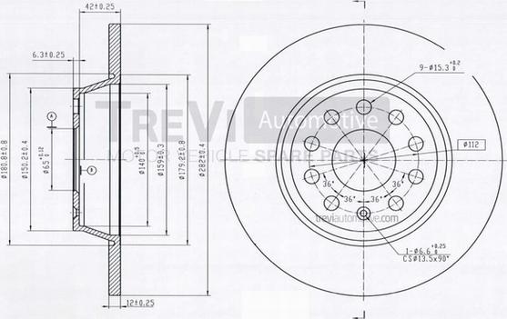 Trevi Automotive BD1073 - Гальмівний диск autozip.com.ua