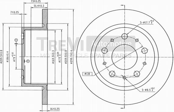 Trevi Automotive BD1077 - Гальмівний диск autozip.com.ua