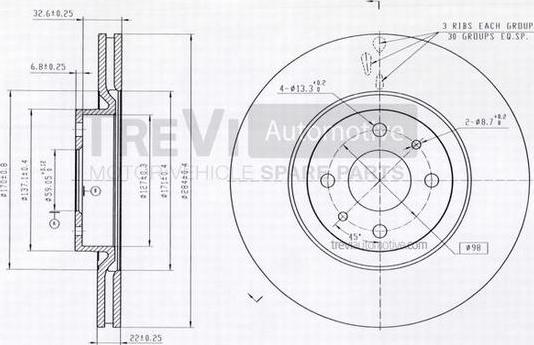 Trevi Automotive BD1198 - Гальмівний диск autozip.com.ua