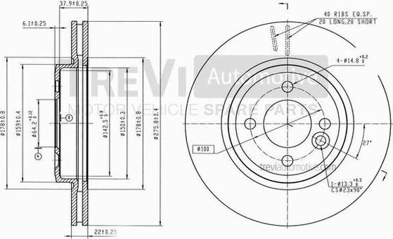 Trevi Automotive BD1146 - Гальмівний диск autozip.com.ua