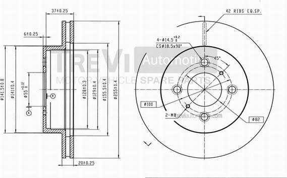 Trevi Automotive BD1140 - Гальмівний диск autozip.com.ua