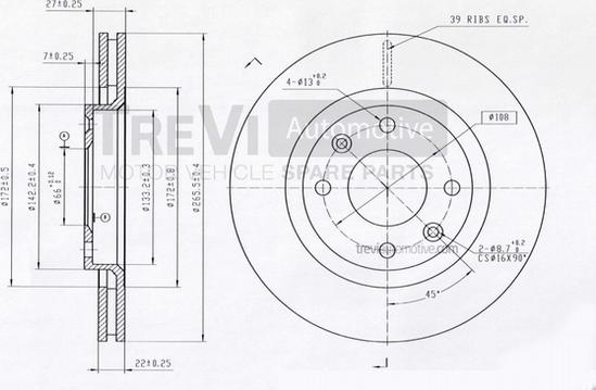 Trevi Automotive BD1150 - Гальмівний диск autozip.com.ua