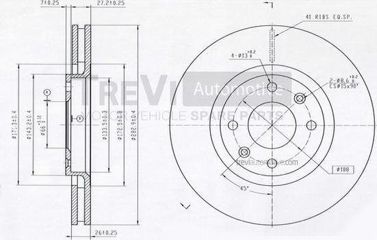 Trevi Automotive BD1151 - Гальмівний диск autozip.com.ua