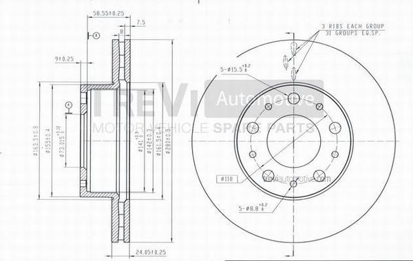 Trevi Automotive BD1157 - Гальмівний диск autozip.com.ua