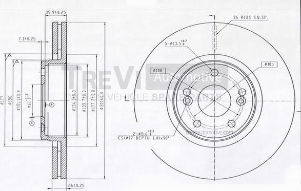 Trevi Automotive BD1163 - Гальмівний диск autozip.com.ua