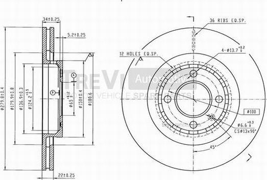 Trevi Automotive BD1109 - Гальмівний диск autozip.com.ua