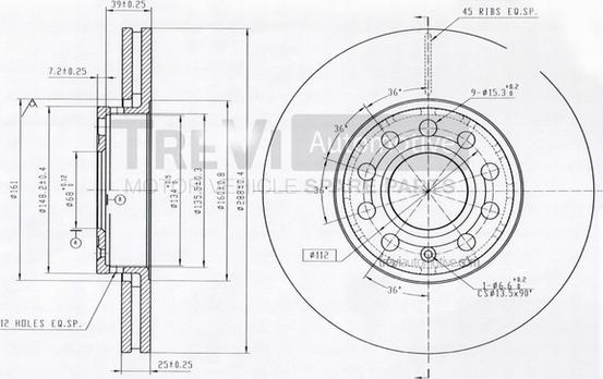 Trevi Automotive BD1102 - Гальмівний диск autozip.com.ua