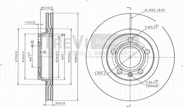 Trevi Automotive BD1119 - Гальмівний диск autozip.com.ua