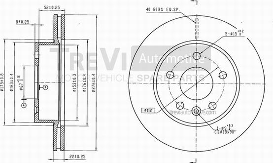 Trevi Automotive BD1114 - Гальмівний диск autozip.com.ua