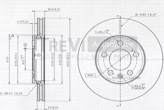 Trevi Automotive BD1116 - Гальмівний диск autozip.com.ua