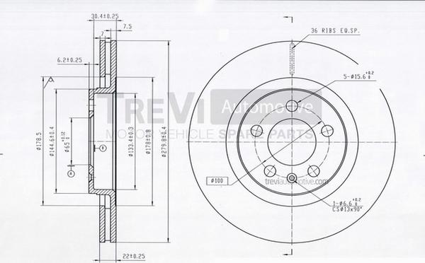 Trevi Automotive BD1117 - Гальмівний диск autozip.com.ua