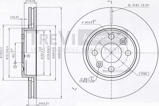 Trevi Automotive BD1136 - Гальмівний диск autozip.com.ua