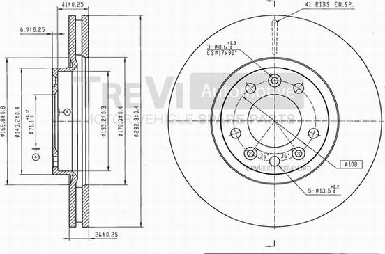 Trevi Automotive BD1137 - Гальмівний диск autozip.com.ua