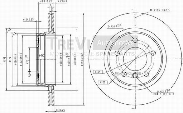 Trevi Automotive BD1125 - Гальмівний диск autozip.com.ua