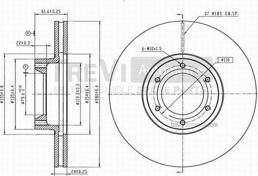 Trevi Automotive BD1126 - Гальмівний диск autozip.com.ua