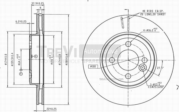 Trevi Automotive BD1240 - Гальмівний диск autozip.com.ua