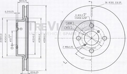 Trevi Automotive BD1243 - Гальмівний диск autozip.com.ua