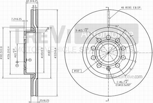 Trevi Automotive BD1203 - Гальмівний диск autozip.com.ua