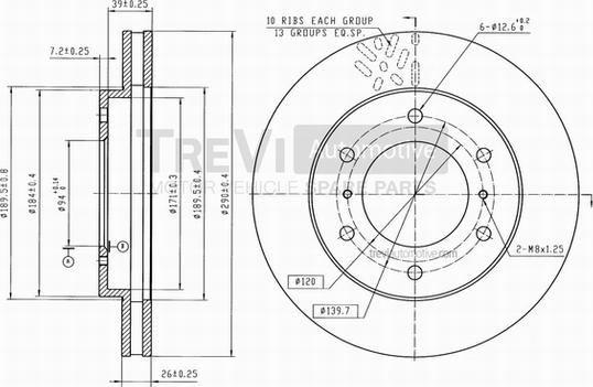 Trevi Automotive BD1214 - Гальмівний диск autozip.com.ua