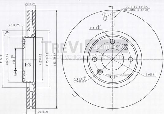 Trevi Automotive BD1212 - Гальмівний диск autozip.com.ua