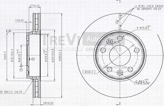 Trevi Automotive BD1235 - Гальмівний диск autozip.com.ua