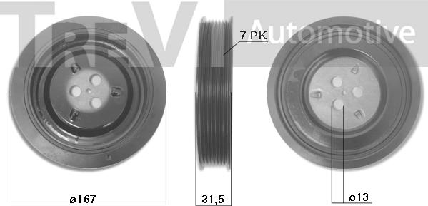 Trevi Automotive PC1047 - Ремінний шків, колінчастий вал autozip.com.ua