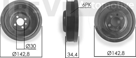 Trevi Automotive PC1063 - Ремінний шків, колінчастий вал autozip.com.ua