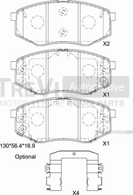 Trevi Automotive PF1491 - Гальмівні колодки, дискові гальма autozip.com.ua