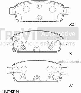 Trevi Automotive PF1443 - Гальмівні колодки, дискові гальма autozip.com.ua