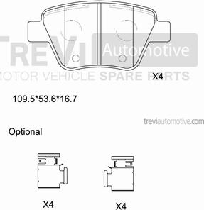 Trevi Automotive PF1451 - Гальмівні колодки, дискові гальма autozip.com.ua