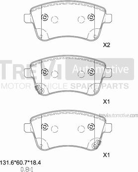 Trevi Automotive PF1461 - Гальмівні колодки, дискові гальма autozip.com.ua