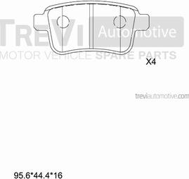 Trevi Automotive PF1409 - Гальмівні колодки, дискові гальма autozip.com.ua