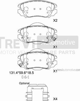 Trevi Automotive PF1418 - Гальмівні колодки, дискові гальма autozip.com.ua