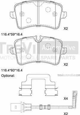 Trevi Automotive PF1481 - Гальмівні колодки, дискові гальма autozip.com.ua