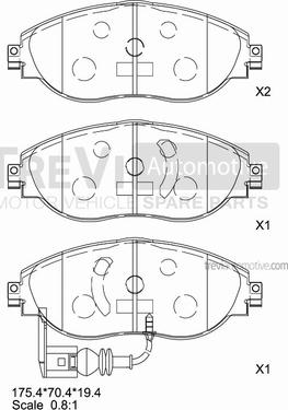 Trevi Automotive PF1483 - Гальмівні колодки, дискові гальма autozip.com.ua