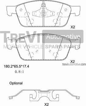 Trevi Automotive PF1482 - Гальмівні колодки, дискові гальма autozip.com.ua