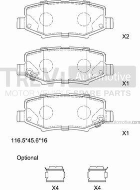 Trevi Automotive PF1434 - Гальмівні колодки, дискові гальма autozip.com.ua