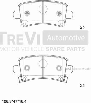 Trevi Automotive PF1438 - Гальмівні колодки, дискові гальма autozip.com.ua