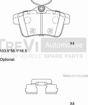 Trevi Automotive PF1424 - Гальмівні колодки, дискові гальма autozip.com.ua