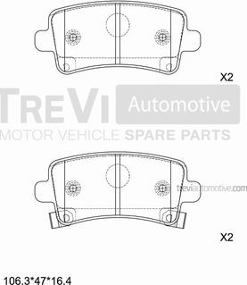 Trevi Automotive PF1420 - Гальмівні колодки, дискові гальма autozip.com.ua