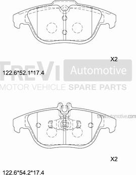 Trevi Automotive PF1422 - Гальмівні колодки, дискові гальма autozip.com.ua