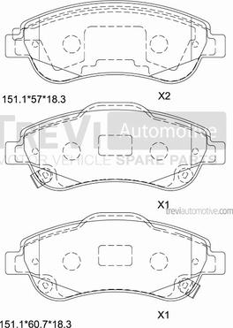 Trevi Automotive PF1427 - Гальмівні колодки, дискові гальма autozip.com.ua