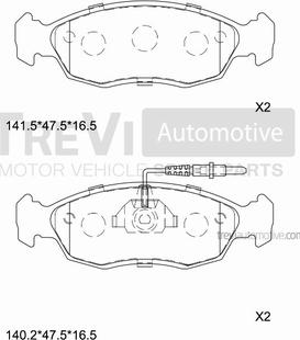 Trevi Automotive PF1598 - Гальмівні колодки, дискові гальма autozip.com.ua