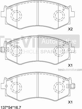 Trevi Automotive PF1554 - Гальмівні колодки, дискові гальма autozip.com.ua