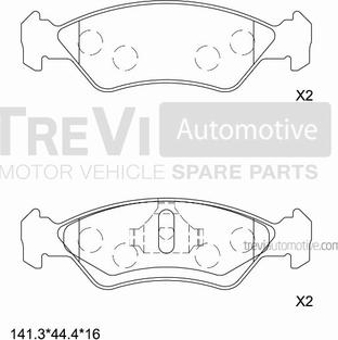 Trevi Automotive PF1552 - Гальмівні колодки, дискові гальма autozip.com.ua