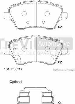 Trevi Automotive PF1501 - Гальмівні колодки, дискові гальма autozip.com.ua