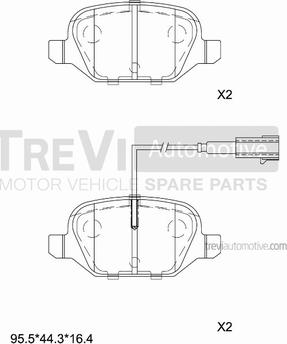 Trevi Automotive PF1514 - Гальмівні колодки, дискові гальма autozip.com.ua