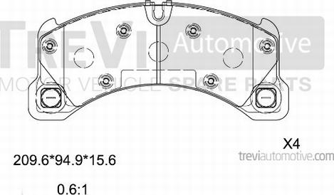 Trevi Automotive PF1518 - Гальмівні колодки, дискові гальма autozip.com.ua